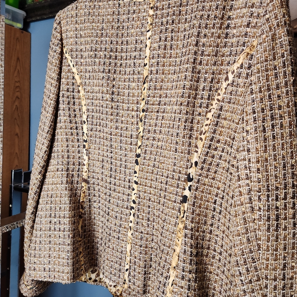 ๐ผ Jones New York Tweed Zip Jacket Animal Print 14 ๐ - Picture 5 of 6